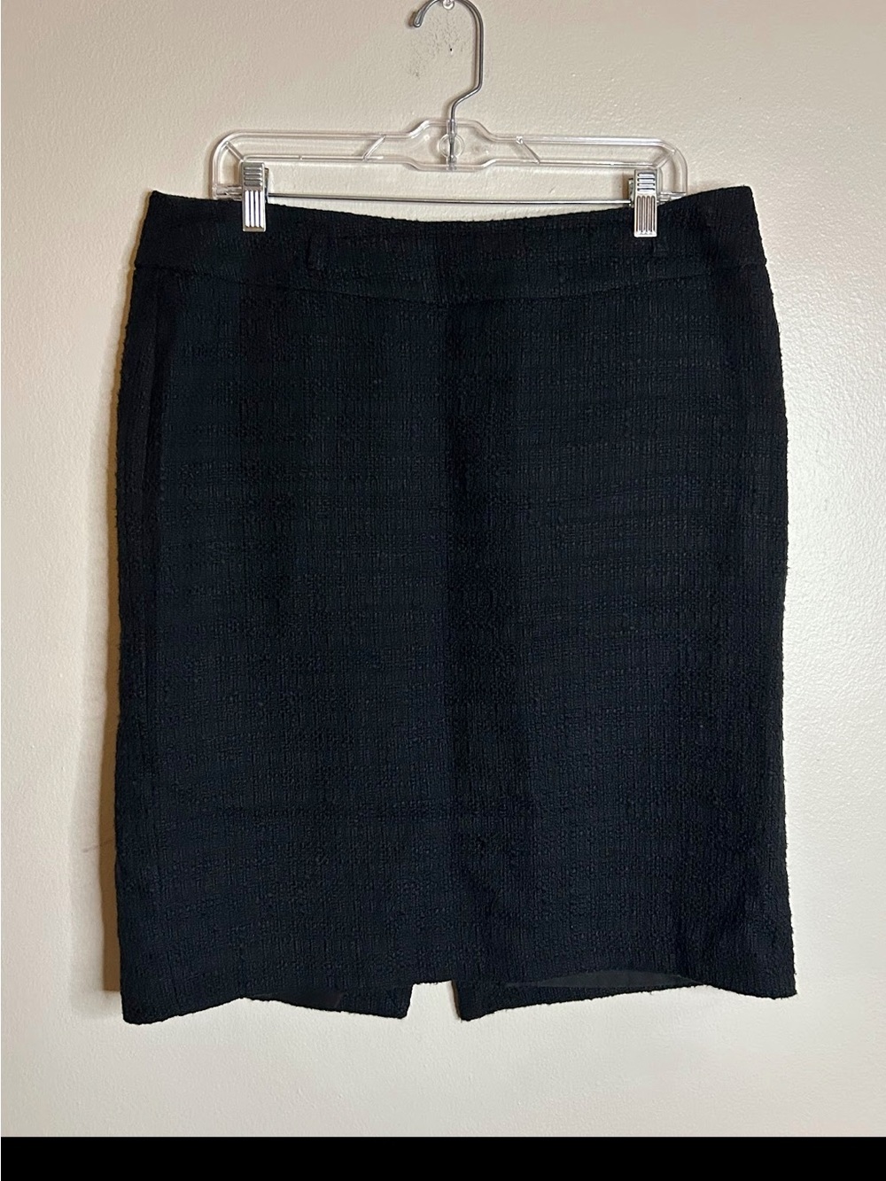 WHBM Skirt Womens 14 Pencil Career Boucle Knit Solid Black Professional Business